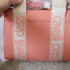 Cavalli Class Peach Tote with Cream Logo Straps